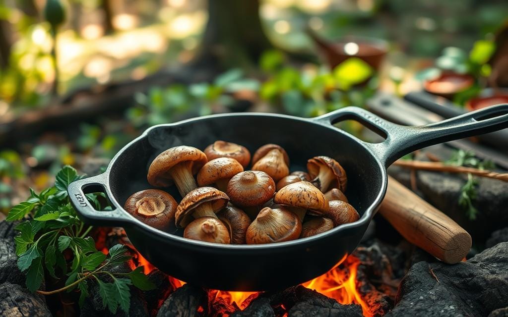 pan-frying wild mushrooms